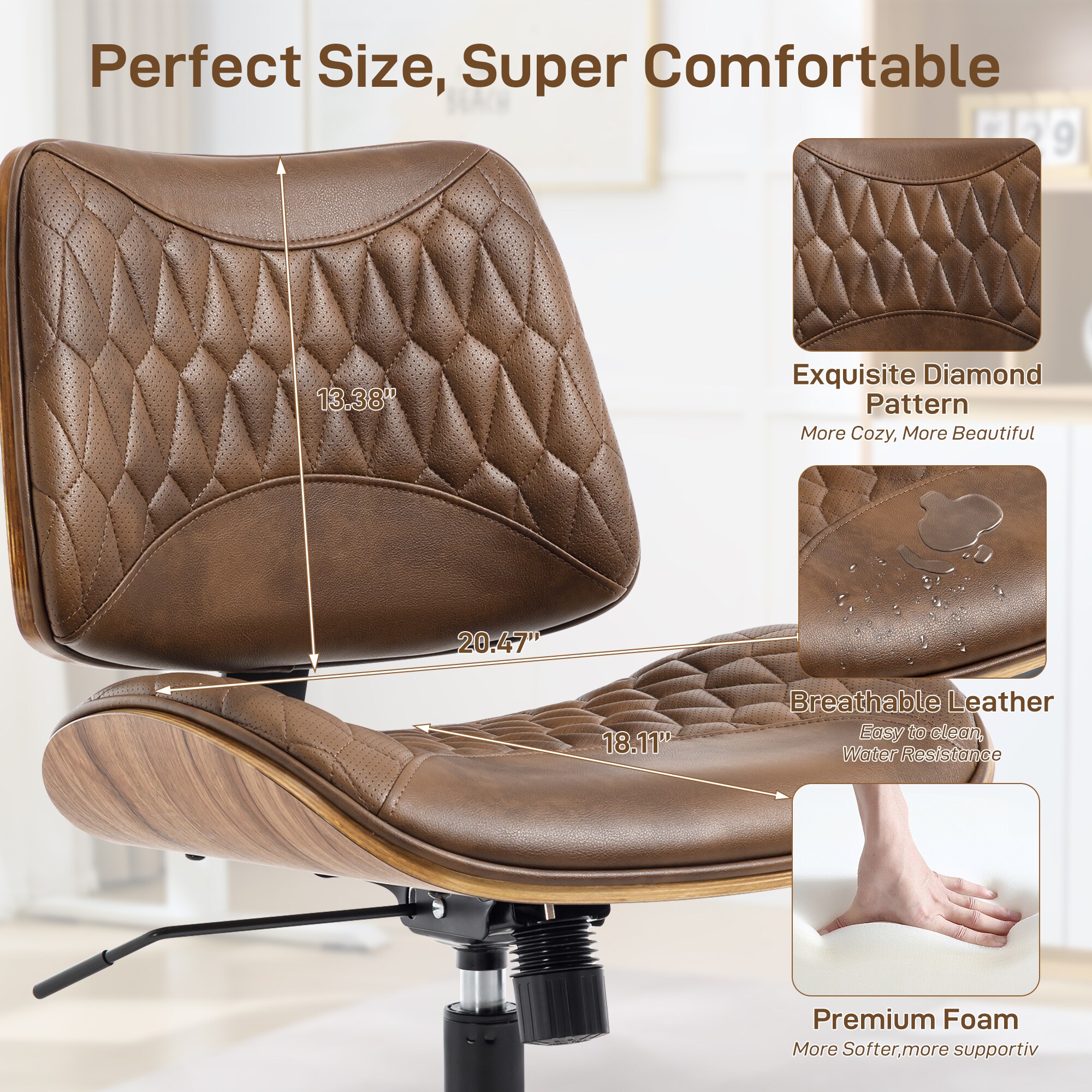 Ergonomic Office Chair With Adjustable Height And Swivel Wheels_voghion.com